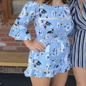 Light blue foral romper
